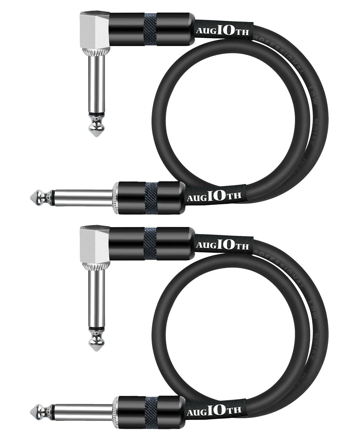 Augioth 12 Inch Guitar Patch Cable Performance Guitar Effect Pedal Cables Straight to Angled 2Pack