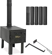 Red Mountain Valley Hot Tent Stove, Outdoor Camping Wood Stoves, Portable Hot Wood Burning stove with Chimney Pipes and 2 Dual Rakes, Wood stove for Outside Tent, Hunting and Camping