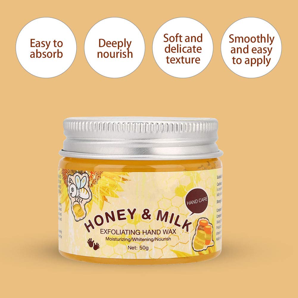 Leche, miel, cera para manos, cuidado de manos, mascarilla nutritiva para manos, hidratante y exfoliante, la cera para manos blanqueadora es adecuada para mejorar la piel de las manos