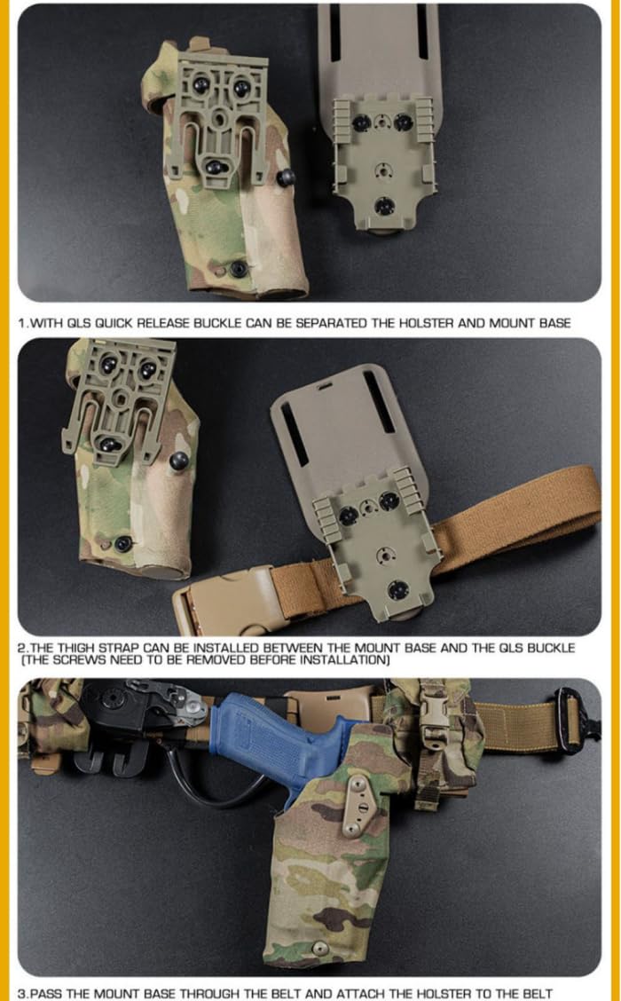 ACEXIER Étui de Pistolet Tactique pour G1ock 17/19 avec X300 / X300U Lampe de Poche Chasse Airsoft Holster Accessoires Leg Shroud Drop