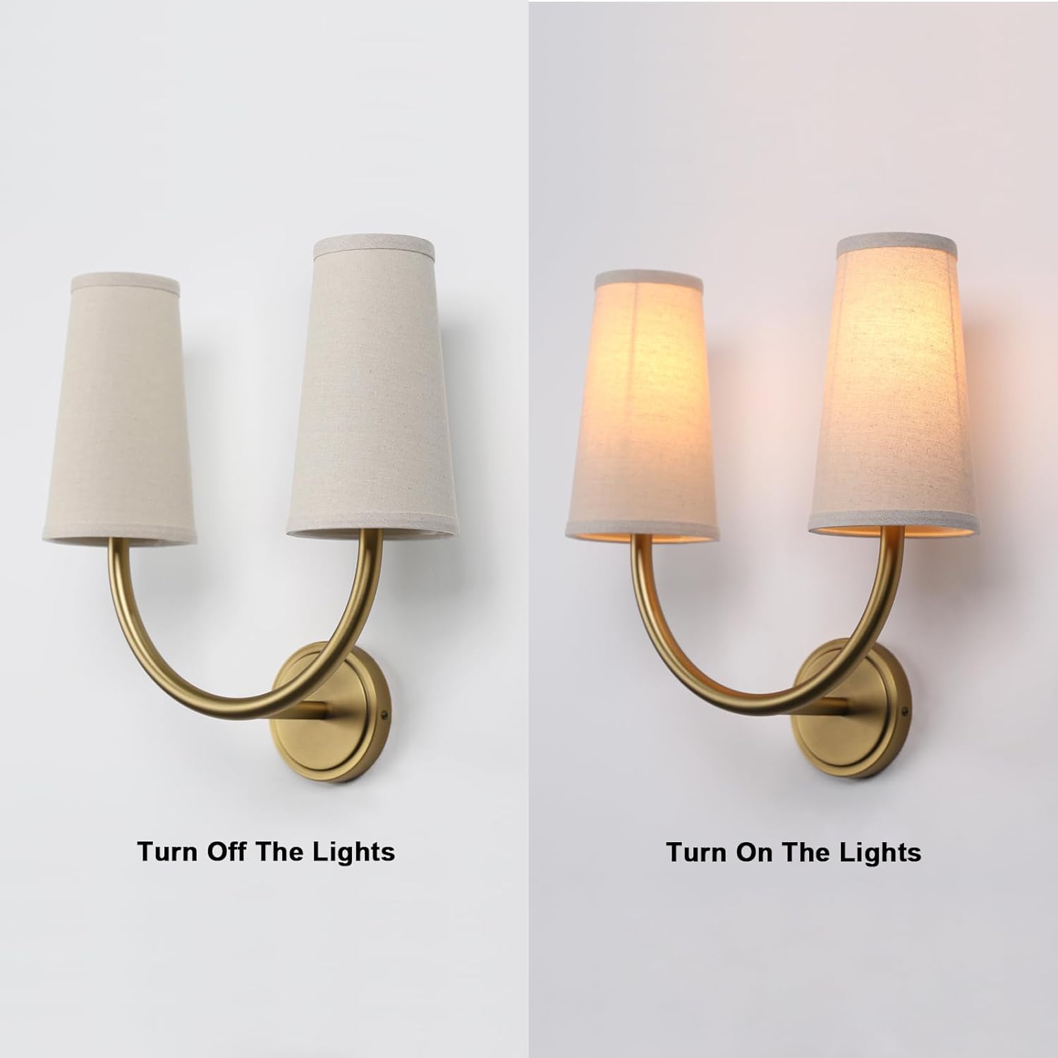 Yosoan Linen Wall Sconce Indoor Night Light Fixture, 2-Light Dual Vintage Industrial Hardwired Sconces Wall Lighting with Textile Fabric Shade Lamp for Bedroom Living Room Corridor Study(Antique)