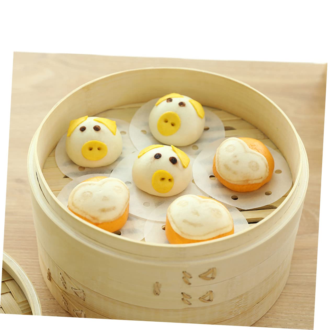 KICHOUSE 500pcs Round Steamer Papers Disposable Silicone Oil Absorption Liners for Steamed Buns Dumplings Baking Paper Perforated Design for Easy Cleanup