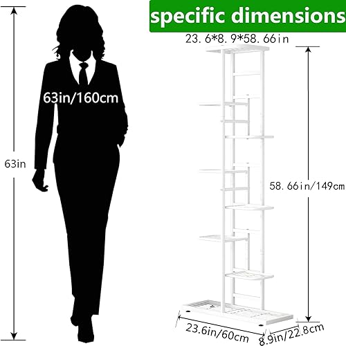 Miniatura 6 de LINZINAR Soporte para Plantas de Metal para Interiores y Exteriores, 8 Niveles, 9 Macetas, Soporte Múltiple para Macetas de Flores, Estante Unidad