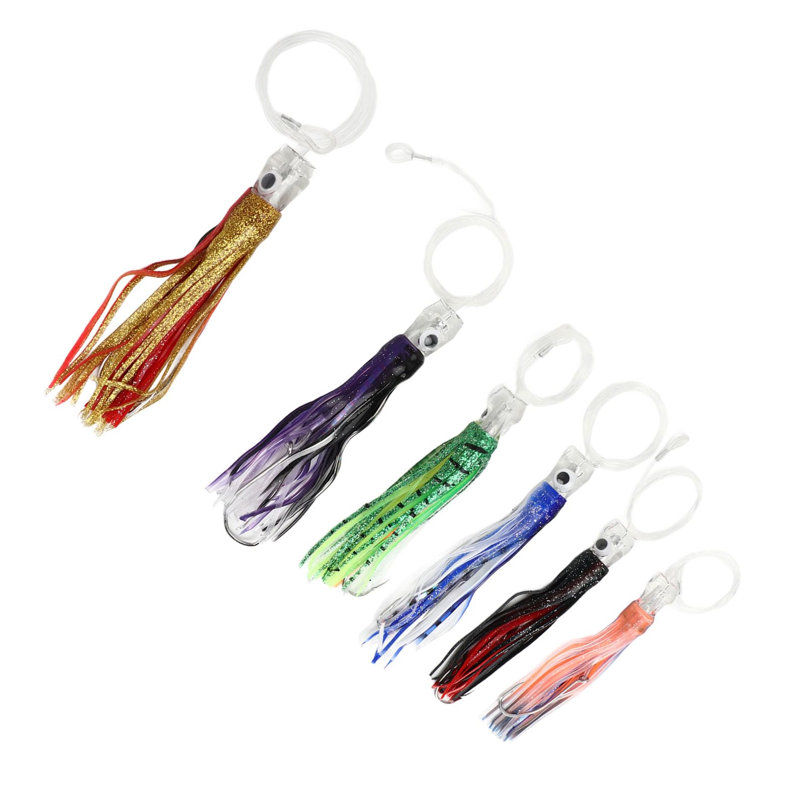 Señuelo de Trolling, Juego de 6 Piezas de Señuelo de Pesca con Ojos 3D, Kit de Cebo de Señuelos de Pesca de 6 Colores Incluye Bolsa de Almacenamiento, Señuelos con Faldón de Agua Salada
