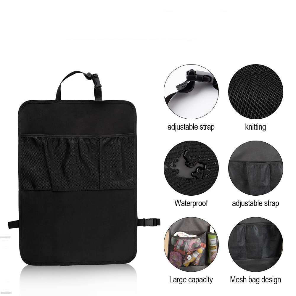 Backseat Organizer-Car Seat Organizer For Kids Car Kick Mat Seat Back Protector Back Seat Car Organizer Over The Seat Protector Back Of Driver Seat For Kid Snacks, Toys, Travel Accessories, 2 Pack