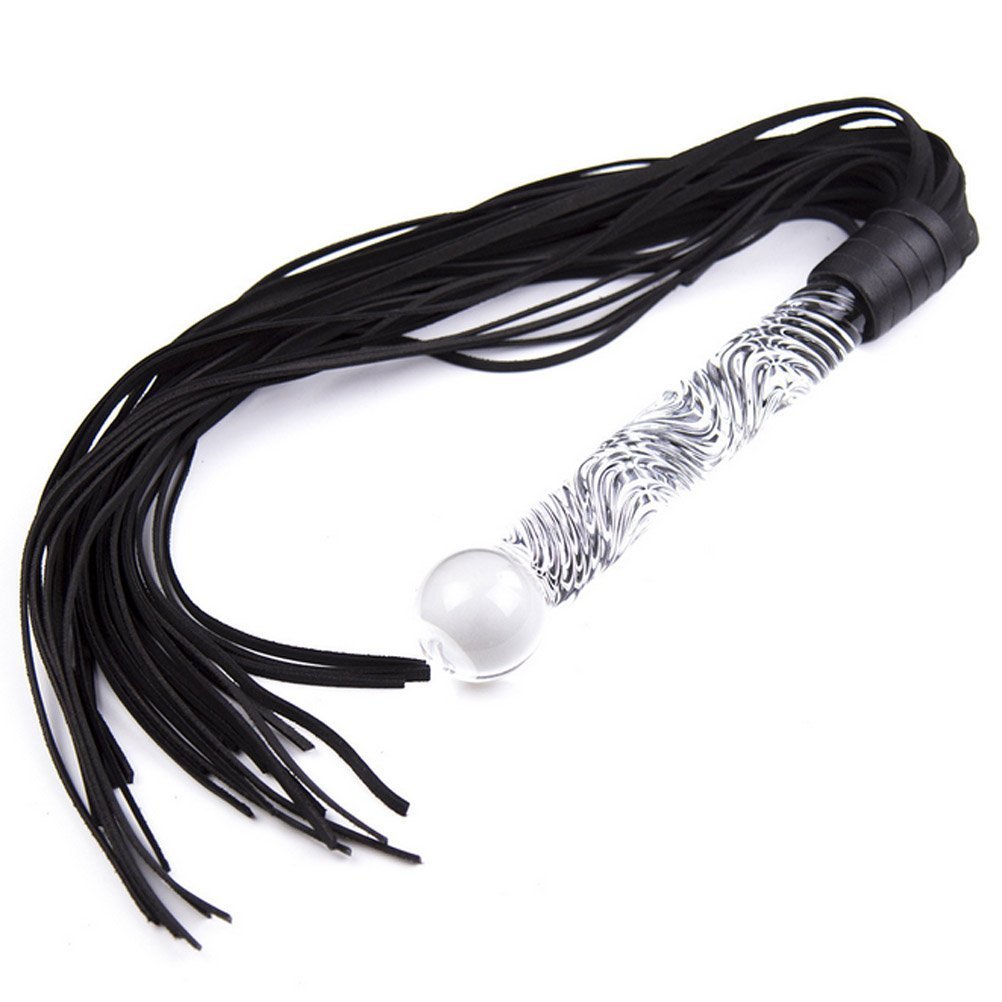 SXOVO Cuir Flogger Fouet Verre Godes SM Sex Toys Sex Cosplay Adulte Jeu (Noir)