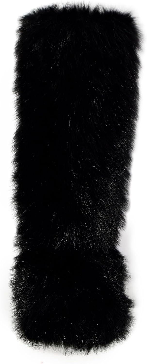 Wild Diva MELANIE-39 Women's Y2K Rave Trendy Fluffy Faux Fur Knee-High Winter Fashion Snow Boots