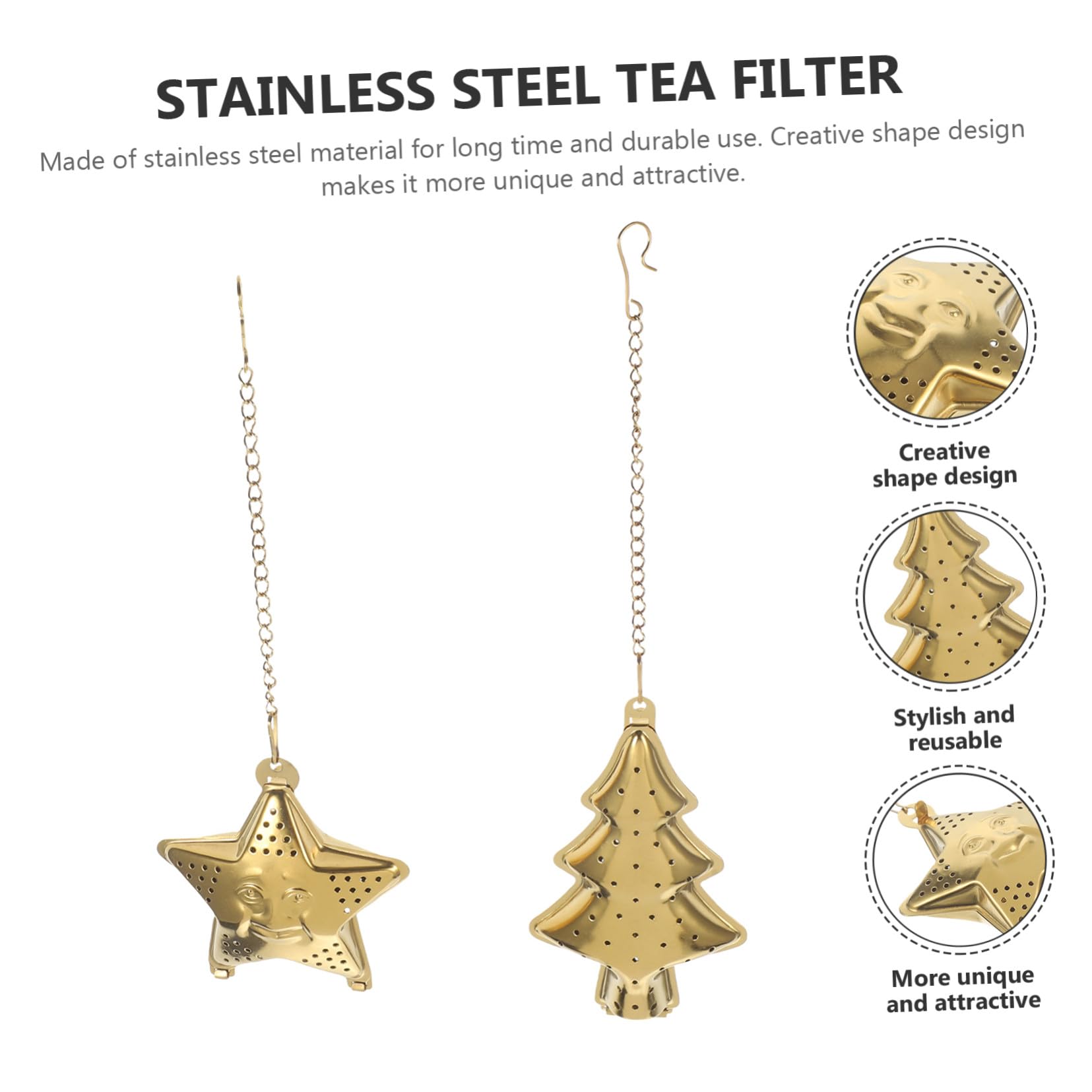 ERINGOGO 2 Pièces Infuseurs Thé Acier Inoxydable Créatifs Filtre Passoire à Thé Avec Chaîne Plusieurs styles Pour