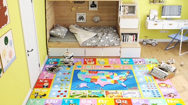 Tapete educativo antideslizante suave 7x9 pies miniatura 7