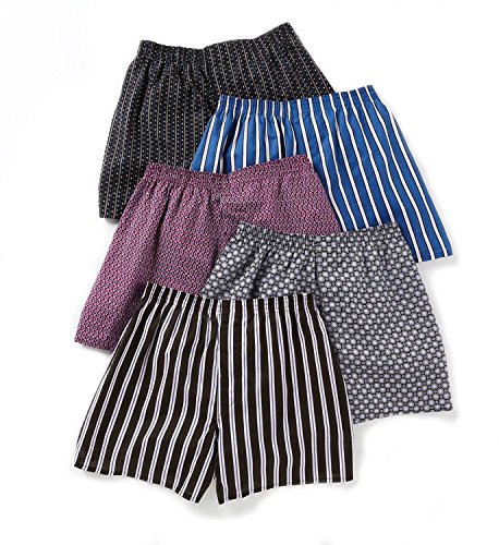 Fruit of the Loom Men`s 5-Pack Print Stripes Fashion Woven Boxers, FTL-5P582