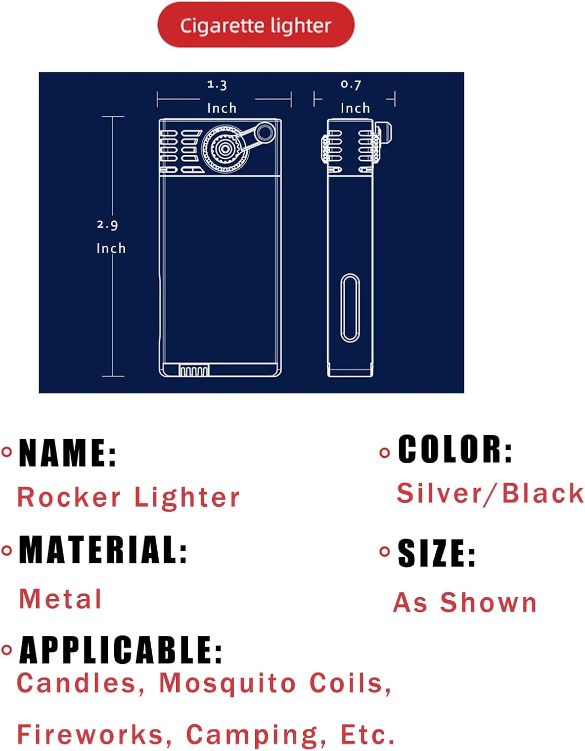 Jet Torch Lighters Butane Refillable Visible Fuel Window, Cool Metal Gear Design, Unique for Men Candles Camping BBQ Gift Ideas(No Gas) (Silver) image 4