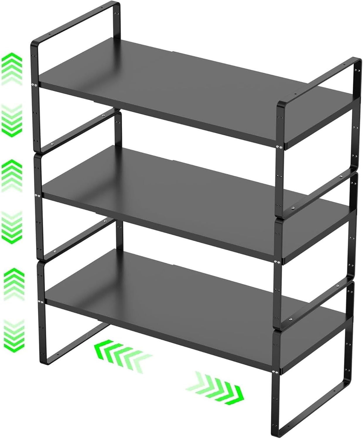 Expandable Kitchen Cabinet Storage Shelf, Stackable Metal Pantry Storage Shelves Organizer, Adjustable Height Counter Spice Rack for Kitchen Cabinet, Countertop, Pantry and Office