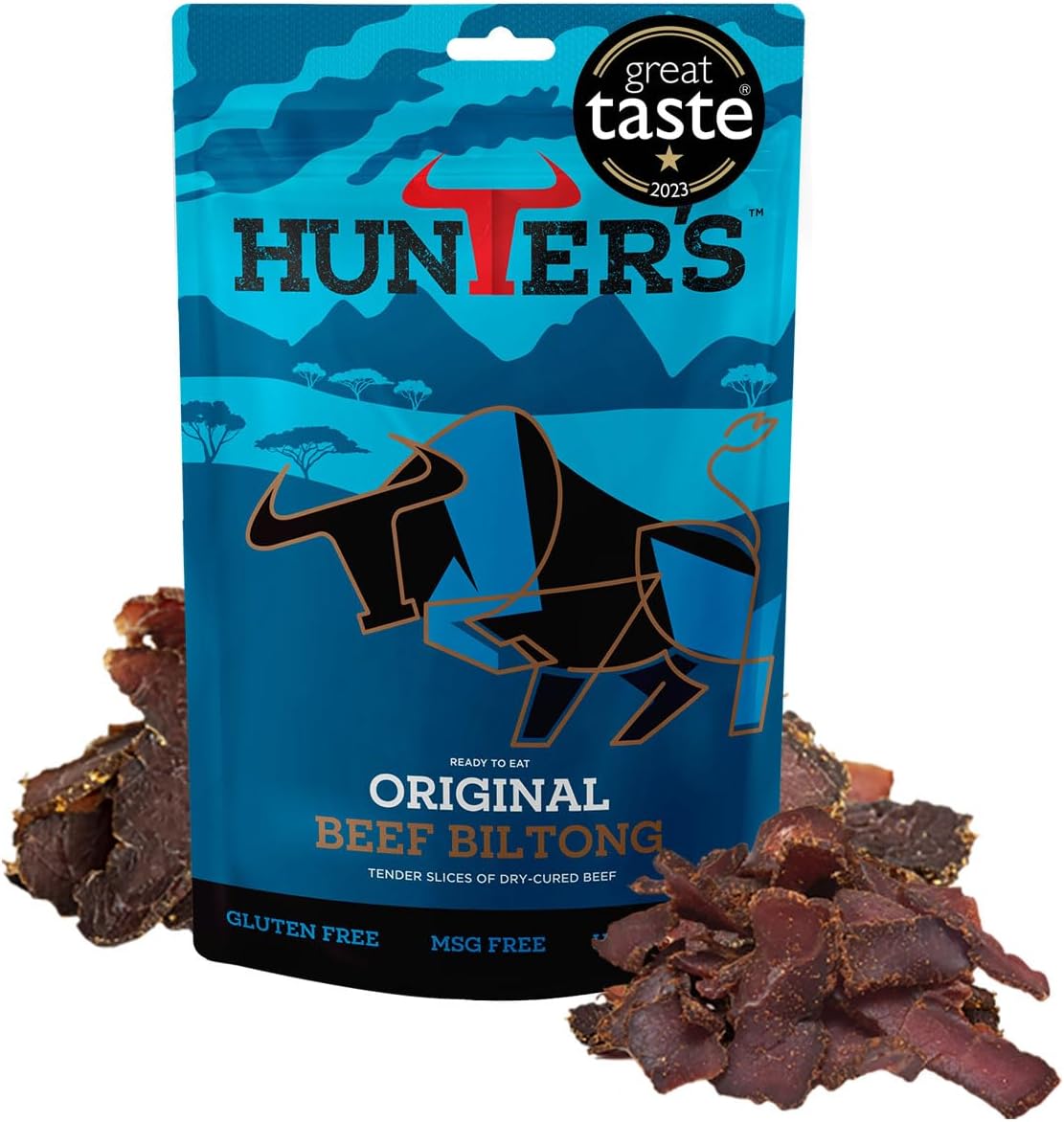 Original Biltong, 250g pack High Protein, low fat, Thin Tender Slices of authentic Beef Biltong, beef Jerky, MSG Free, Convenient Snack