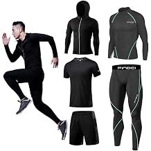 5PCS/Set Men Workout Suit Outfit Fitness Apparel Gym Outdoor Running Compression Pants Shirt Top Long Sleeve Jacket 01,L
