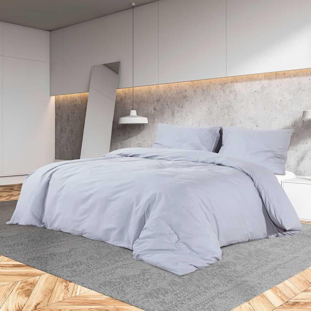Parure de lit grise 200x220 cm en microfibre avec 2 taies d'oreiller