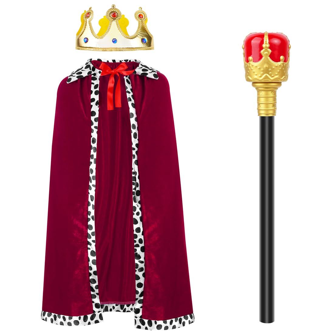 YOUYIKE 3 Costumes De Roi Adulte - Manteau Royal, Couronne Et Sceptre Pour Cosplay Et Fêtes