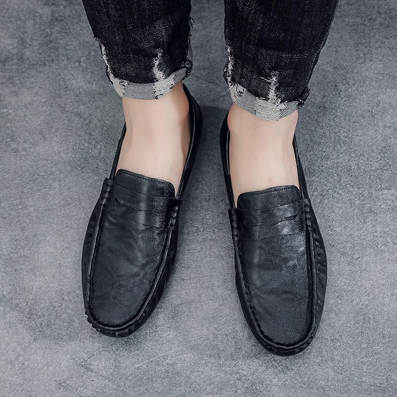 Men's Loafers Round Toe Faux Leather Penny Loafers Anti-Slip Flat Heel Slip Resistant Prom Slip-ons4