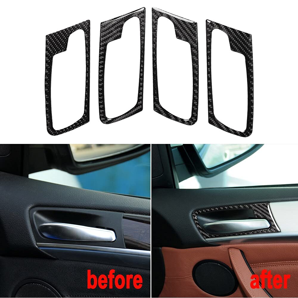 Kit 4 Pezzi Coperture Maniglie Interne In Fibra Di Carbonio Per BMW X5 E70 / X6 E71 (2008-2013)