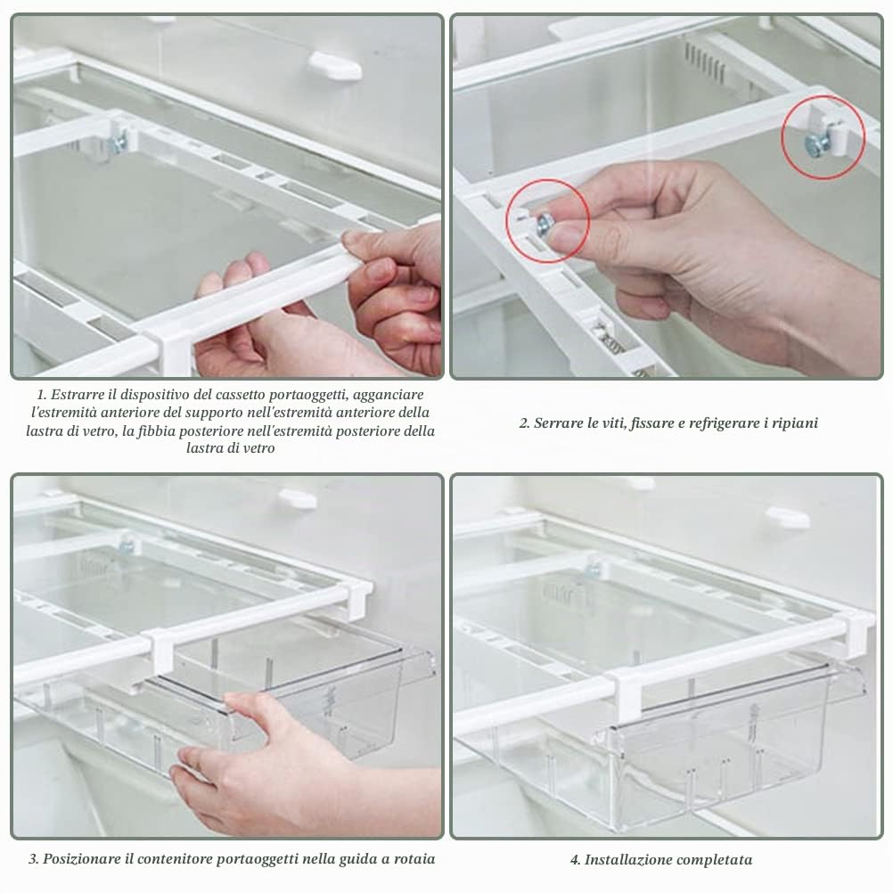 OctBird Cassetti per Frigoriferi 2 Pzs Grosso Cassetto Estraibile per Frigorifero Cassetto Frigorifero, Cassetti per Frigorifero Trasparente Cassetto Congelatore Frigo, 30,5 x 20 x 9,5cm