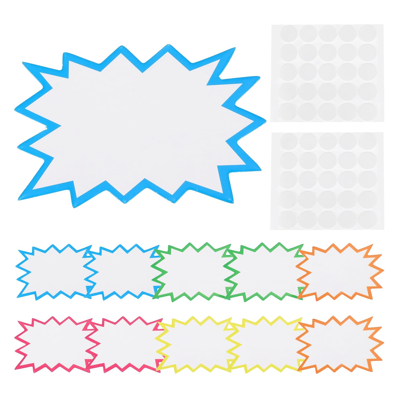 PATIKIL 50pcs Sale Tags, 3" Sale Stickers Blank Price Tag Star Signs Burst Fluorescent Neon Paper Labels for Sales Sign Retail Store Vehicle Market Business Garage, 5 Color