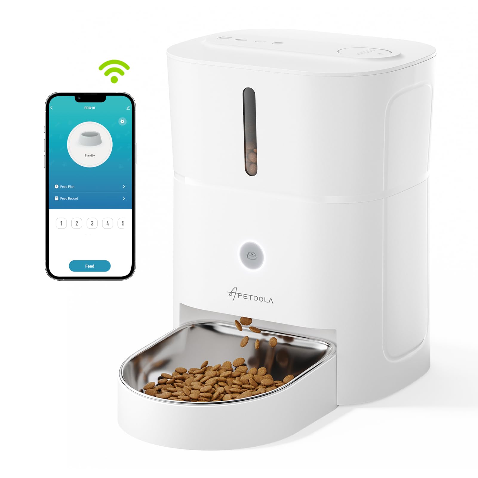 Automatic Cat Feeder, 5G & 2.4G Wi-Fi Cat Food Dispenser with APP Control, 3L Timed Pet Feeder for Pet Dry Food, 1-10 Meals Per Day