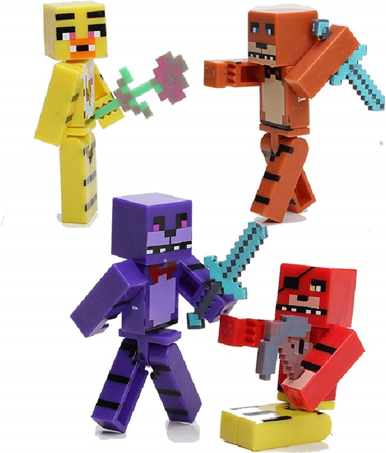 Finedeco Set of 4 Horror Game-Inspired Animatronic Action Figures for Kids, Collectible Toy Set