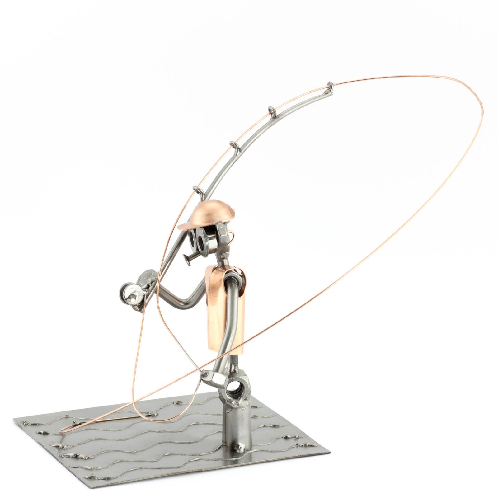Steelman24 I Omini di Viti Pesca con La Mosca I Idee Regalo Originale I Soprammobili in Metallo I Modellino
