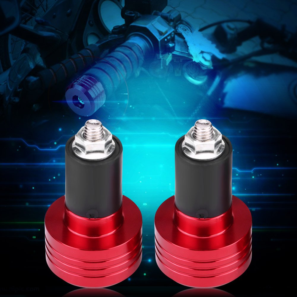 Qiilu - Puntas de Manillar Universal antivibraciones, 22 mm, Universal de Aluminio para Motocicletas (Rojo)