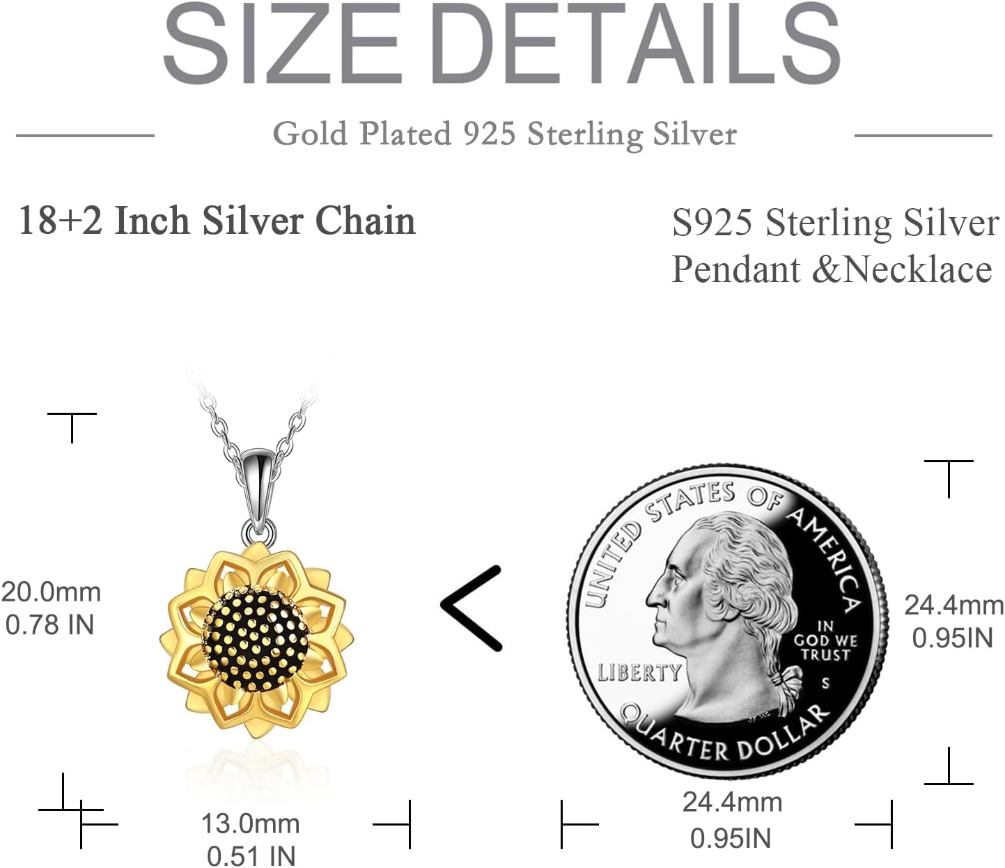 POPLYKE Sunflower Necklace for Women 925 Sterling Silver Sunflower Jewelry for Women You are My Sunshine Gifts - Image 5