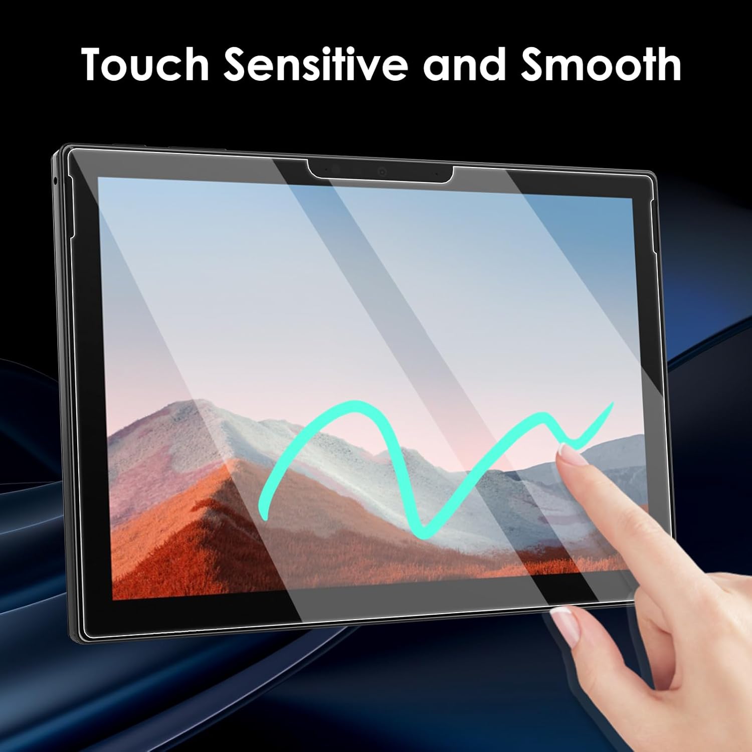 2-Pack Screen Protector Compatible with Microsoft Surface Pro 7 Plus/Pro 7/ Pro 6/ Pro 5/ Pro 4 12.3, Tempered Glass Clear Film, Anti-Scratch, 9H Hardness, Easy Installation, 91MSSP7P-2T