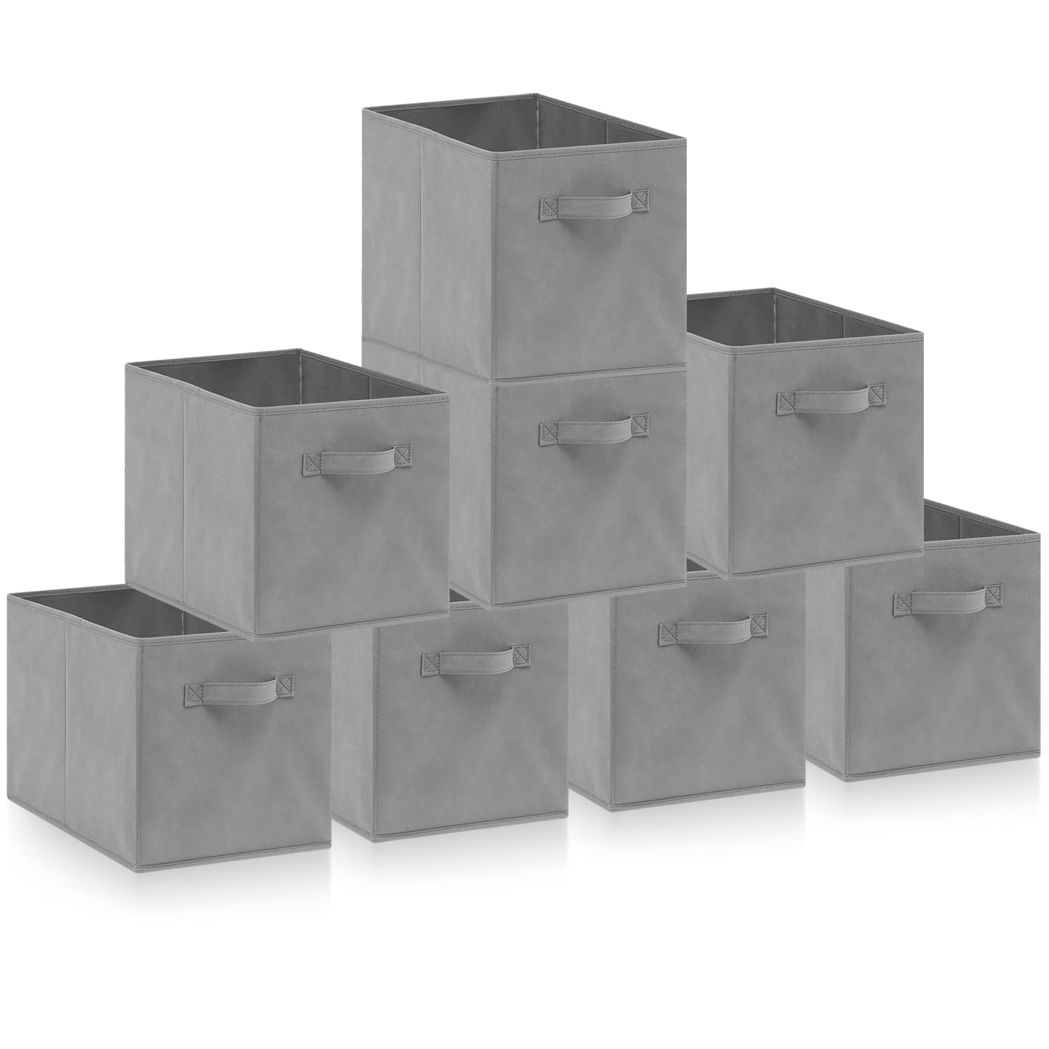 Amazing Tour8 PCS Cube Storage Boxes 33x38x33 Foldable Fabric with Handles Collapsible for Home Office Nursery Organiser - Clothes Basket Containers, Gray