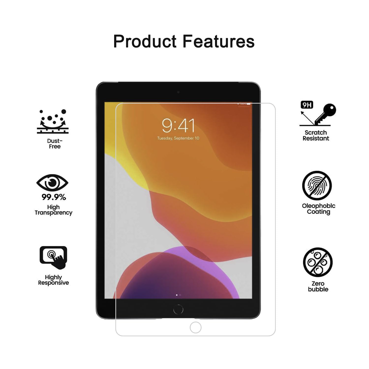 Pellicola Vetro Temperato Per IPad 10.2 2019-2021 - 2 Pezzi, Anti-Graffio 9H, Trasparente, Facile Applicazione - Foto 2