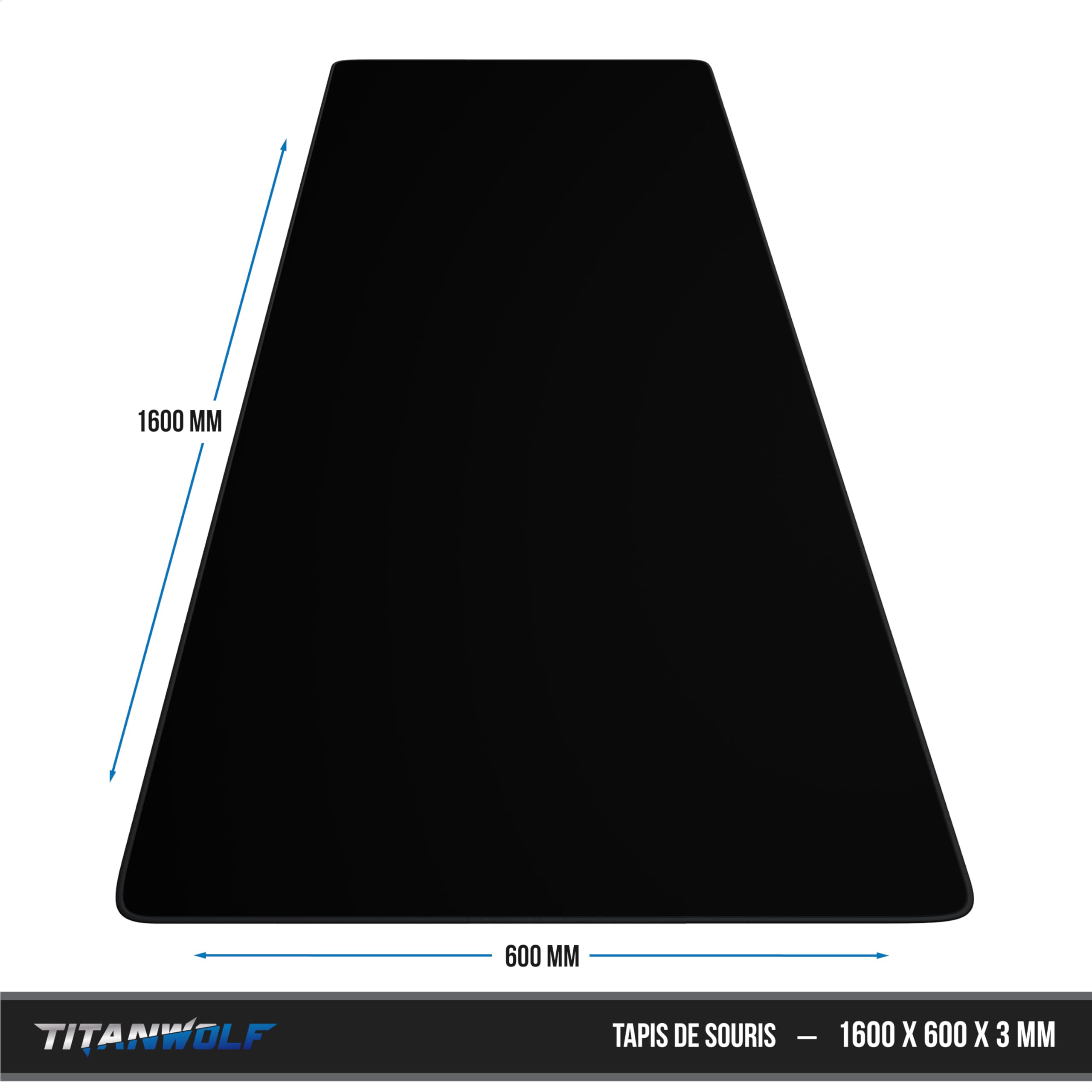 TITANWOLF - Tapis de Souris Gaming XXXL 1600x600mm, Mouse Mat Extra Large XXXL 160x60 cm, sous-Main Bureau Gamer en Tissu - Haute précision et Vitesse, pour Souris et Clavier Roccat Razer Logitech