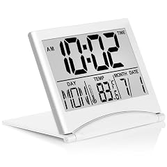 Betus Digital Travel Alarm Clock - Foldable Calendar Temperature Timer LCD Clock with Snooze Mode - Large Number