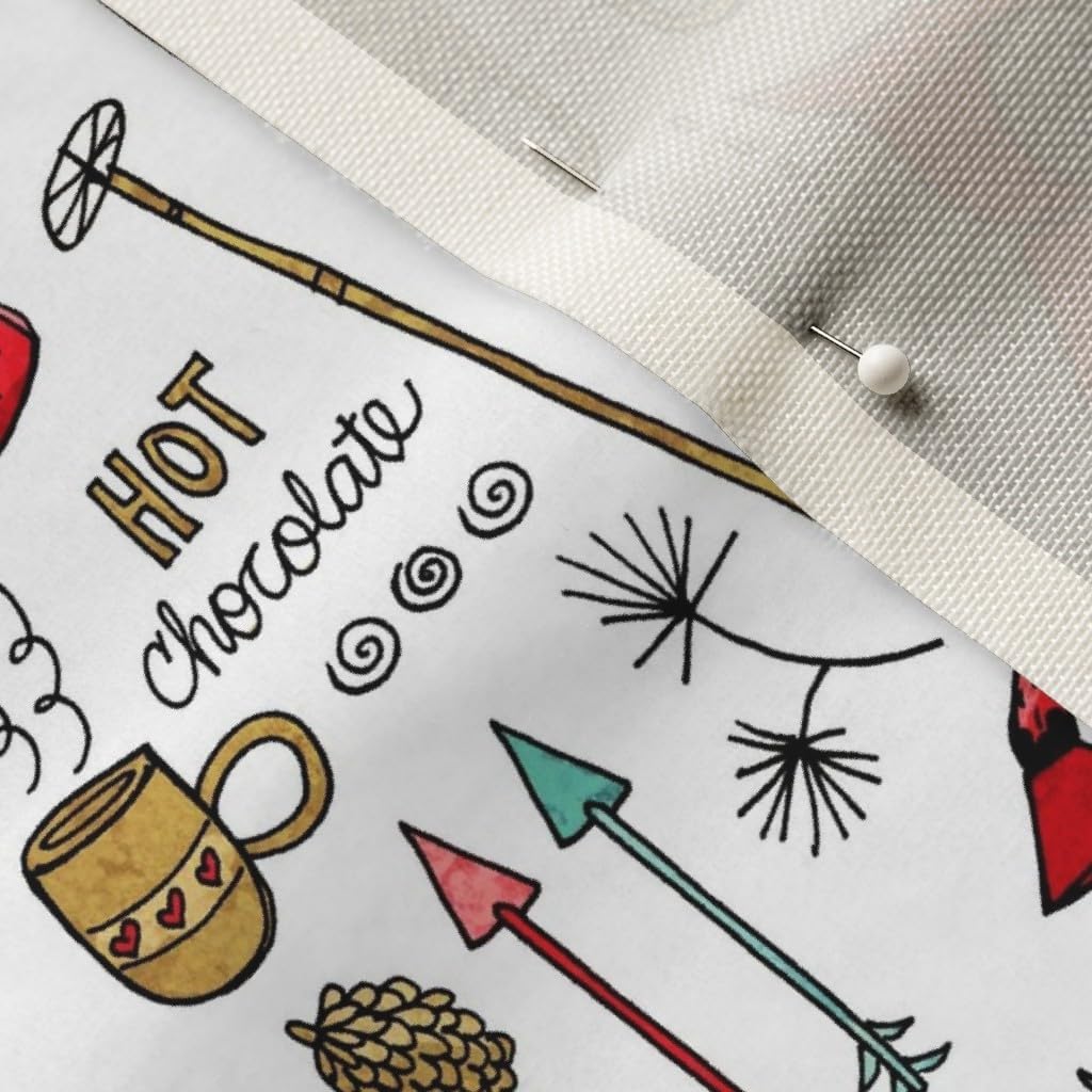 Spoonflower Fabric - Winter Adventure White Bird Moose Fish Alpine Ski Tree Mountains Printed on Upholstery Velvet Fabric Fat Quarter - Upholstery Home Decor Bottomweight Apparel