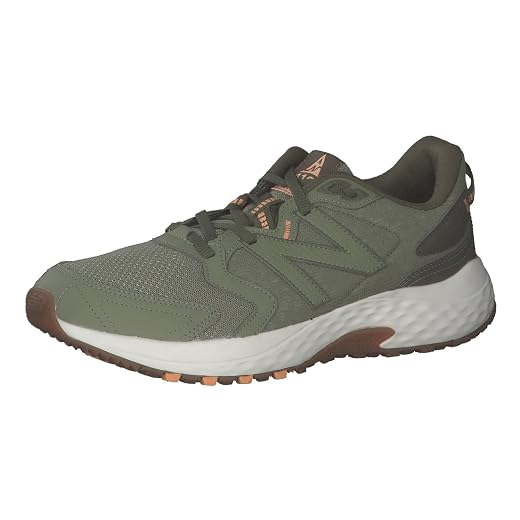New Balance Women's 410 V7 Trail Running Shoe, Camo Green/Orange, 5 Wide