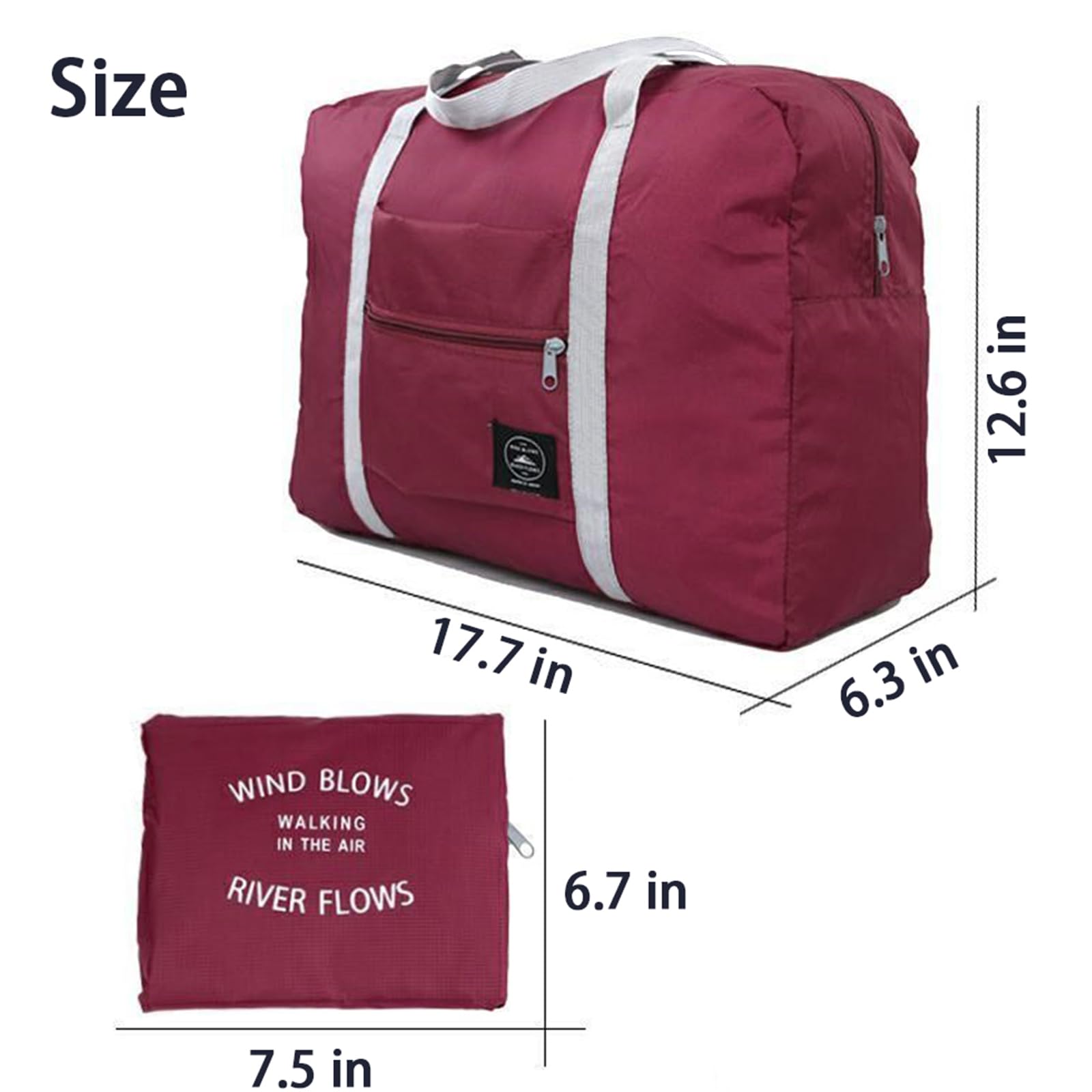 INVODA Borsone da viaggio pieghevole da viaggio, 24 pezzi, borsone da palestra, borsa da viaggio in nylon resistente all'acqua, per uomini e donne, Rosso 24