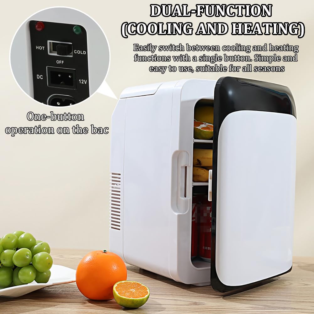 Mini-Frigorifero Elettrico da 10 Litri, Congelatore per Esterni/Auto, Refrigeratore per Cosmetici/Latte Materno/Medicinali, con Funzioni di Refrigerazione E Riscaldamento