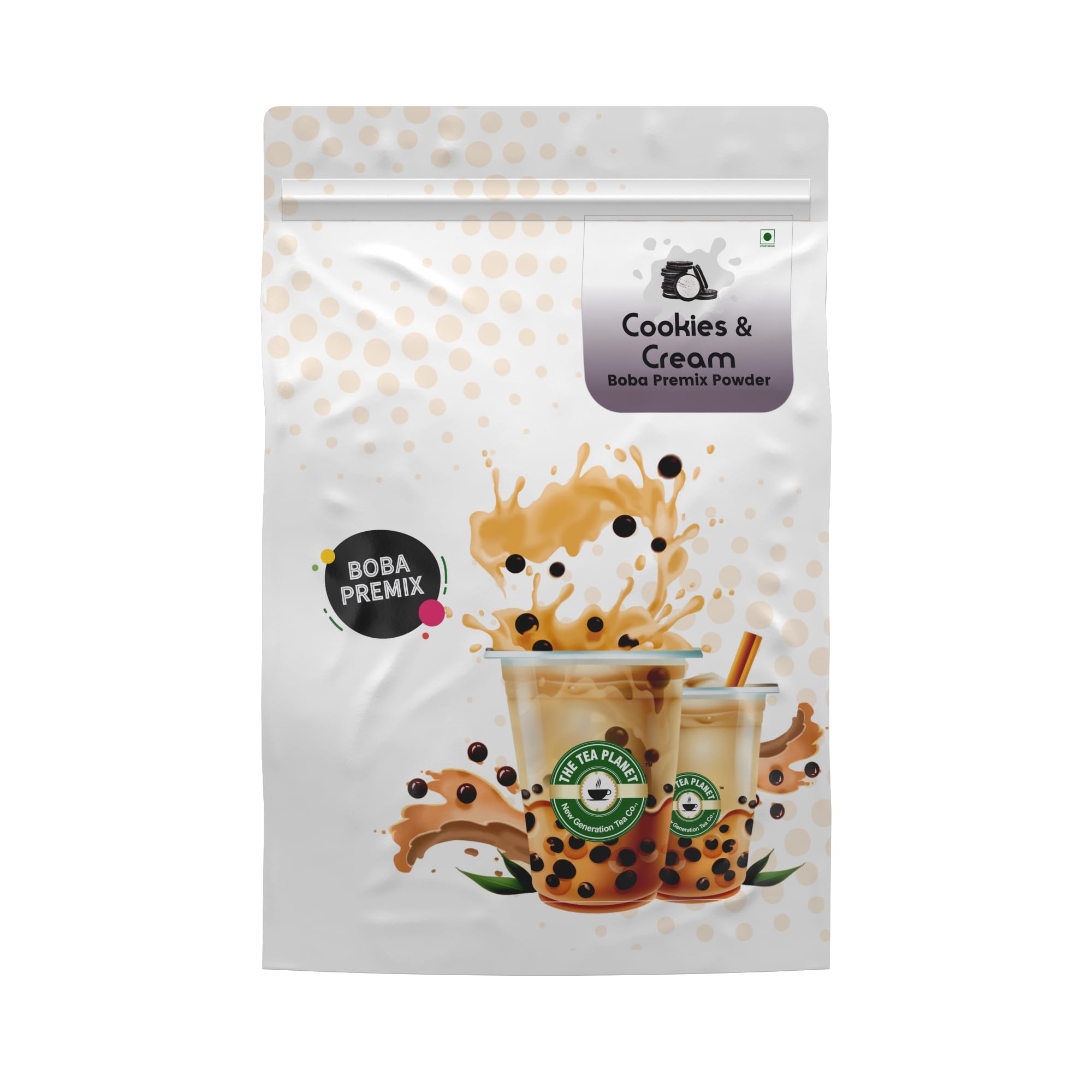 Tea Planet Cookies & Cream Boba Tea Premix – Instant Smooth & Creamy Milk Tea Powder for DIY Bubble Tea, Iced Lattes, Smoothies, Milkshakes & Desserts – Vegan-Friendly, Non-GMO – 1000g, Pack of 1