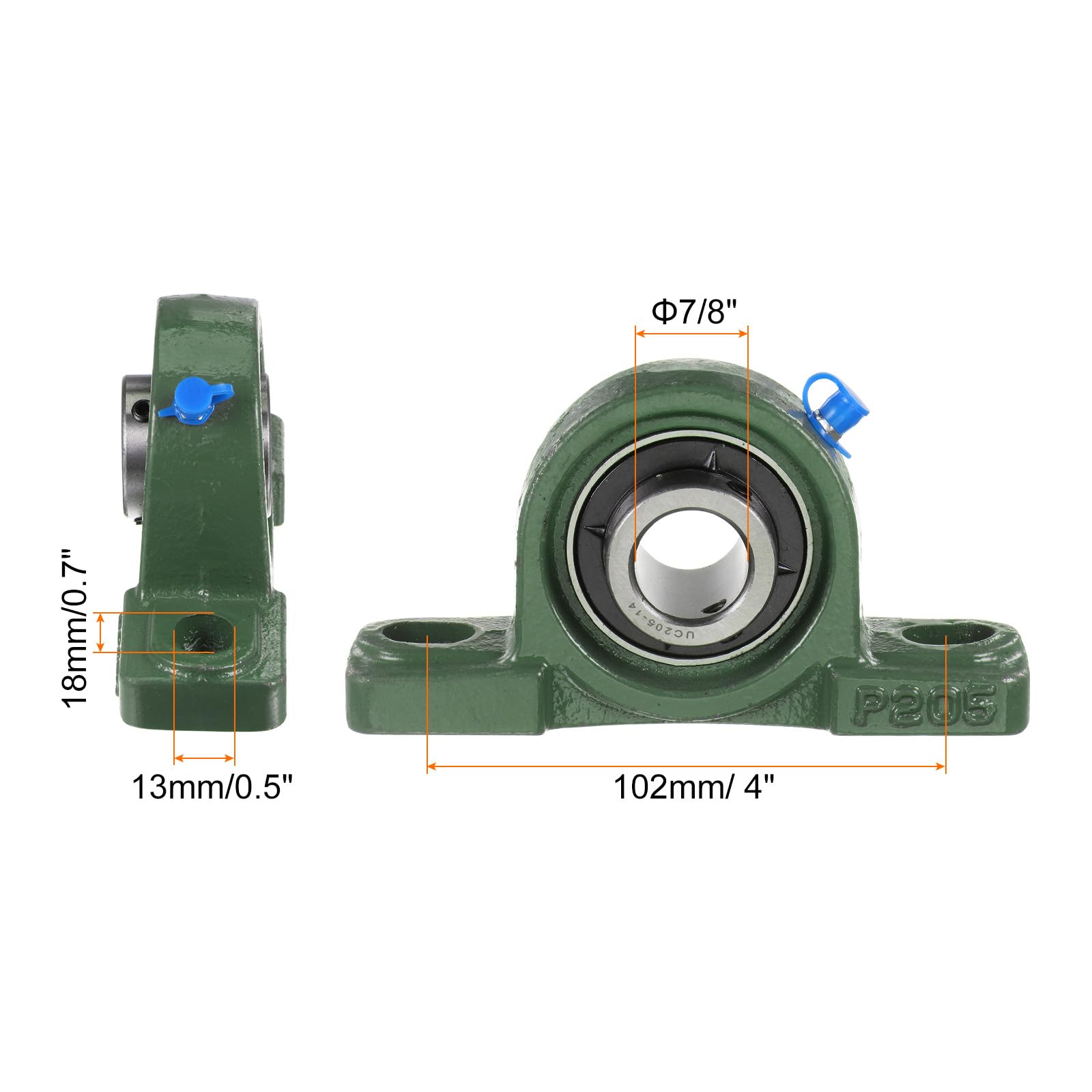 sourcing map 6 pz UCP205-14 Cuscinetto a blocchetto di cuscino 7/8 pollici Foro Solido Ghisa Base Montato Cuscinetto Inserto Cuscinetto Cuscinetto Auto-allineamento