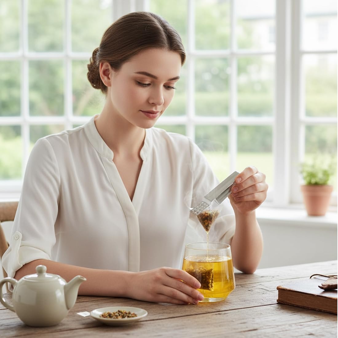 2 piezas Plata Pinzas Exprimidoras de Bolsitas de Té, Organizador de Bolsitas de te, Infusionador Bolsas, Accesorios Colador Dispensador Acero Inoxidable para Amantes del Té Regalos