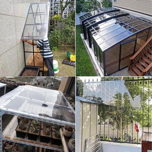 Polycarbonate Roofing Sheets for Greenhouses - Clear Shatterproof Acrylic Panels, 10 Pack Outdoor Canopy Roof Replacement, Durable Transparent Carport Covers