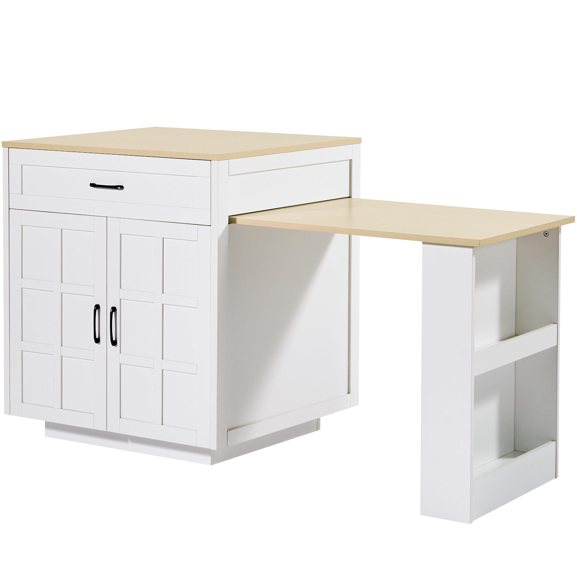 Tavolo da bar allungabile con spazio di archiviazione (133 – 202 × 70 × 93,5 cm), con due cassetti e quattro scomparti, tavolo da cucina espandibile, per 2 – 6 persone, carrello da pranzo con
