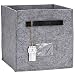 Sea Team 11" Collapsible Felt Cube Storage Bin Organizer Container Drawer Foldable Fabric Storage Basket with Handles and Tag Interlayer (Grey)
