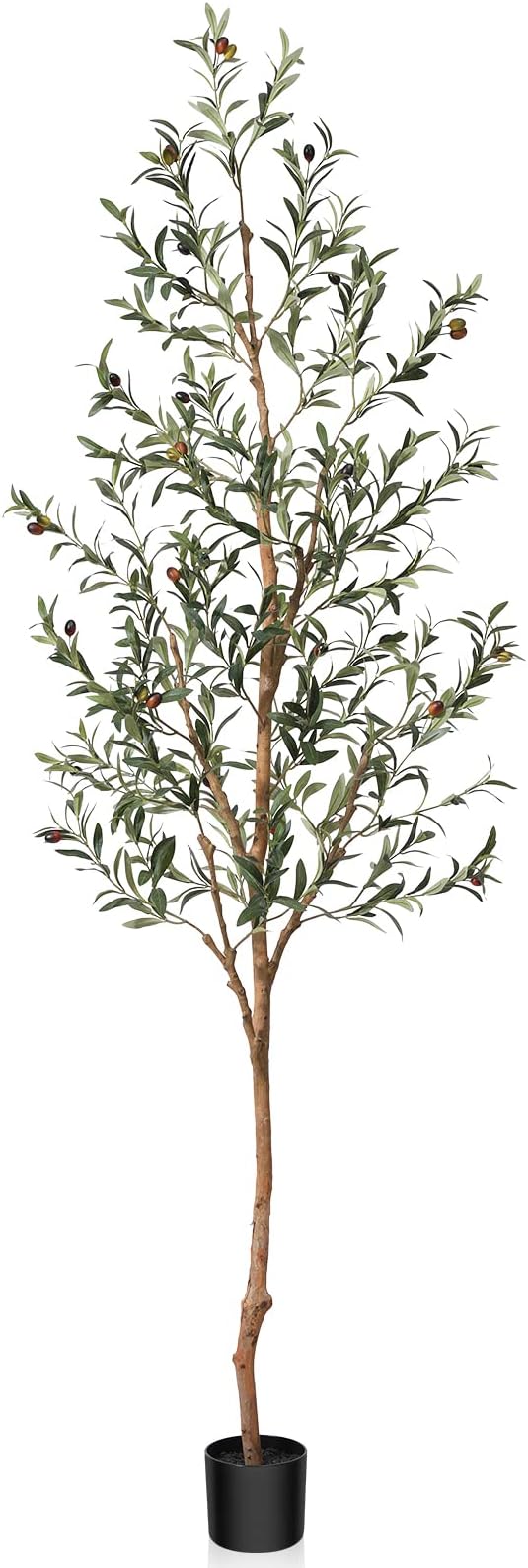 Artificial Olive Tree, 7FT Tall Fake Silk Plants with Natural Wood Trunk Faux Potted Tree for Home Decor Indoor Office Porch, Set of 1