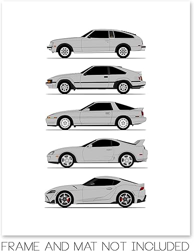 Vista 32 de Custom Car Posters Handmade Poster compatible with Toyota Supra Generations and Print of Toyota Supra - Blue, 11x14 Metallic Print (Unframed)