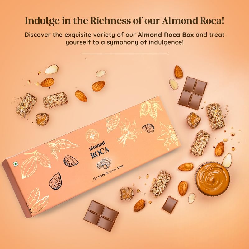 Image of Cacao Springs Premium Almond Roca Chocolates for Healthier Snacking, Premium Choco & Nut Delicacy Treats, Premium Gift Hamper for Christmas Gifts, 5 Pieces in Each Box, 2 Boxes, 120gm