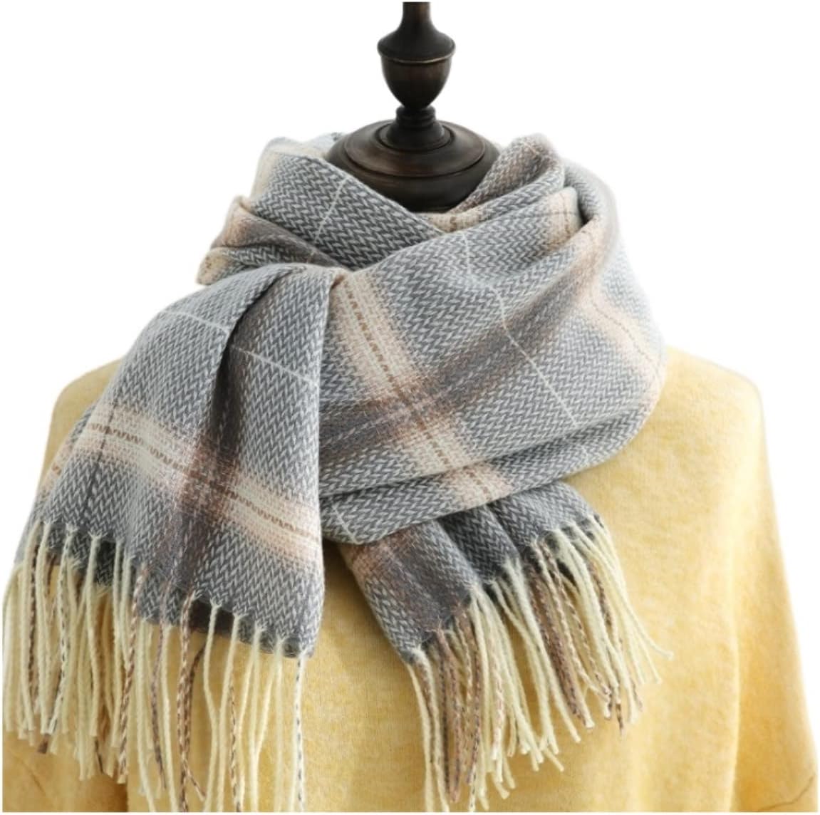 Scarf Shawl Scarves Wraps Plaid Winter Soft Scarf Shawl Warm Woven Fringe Scarf For Lady