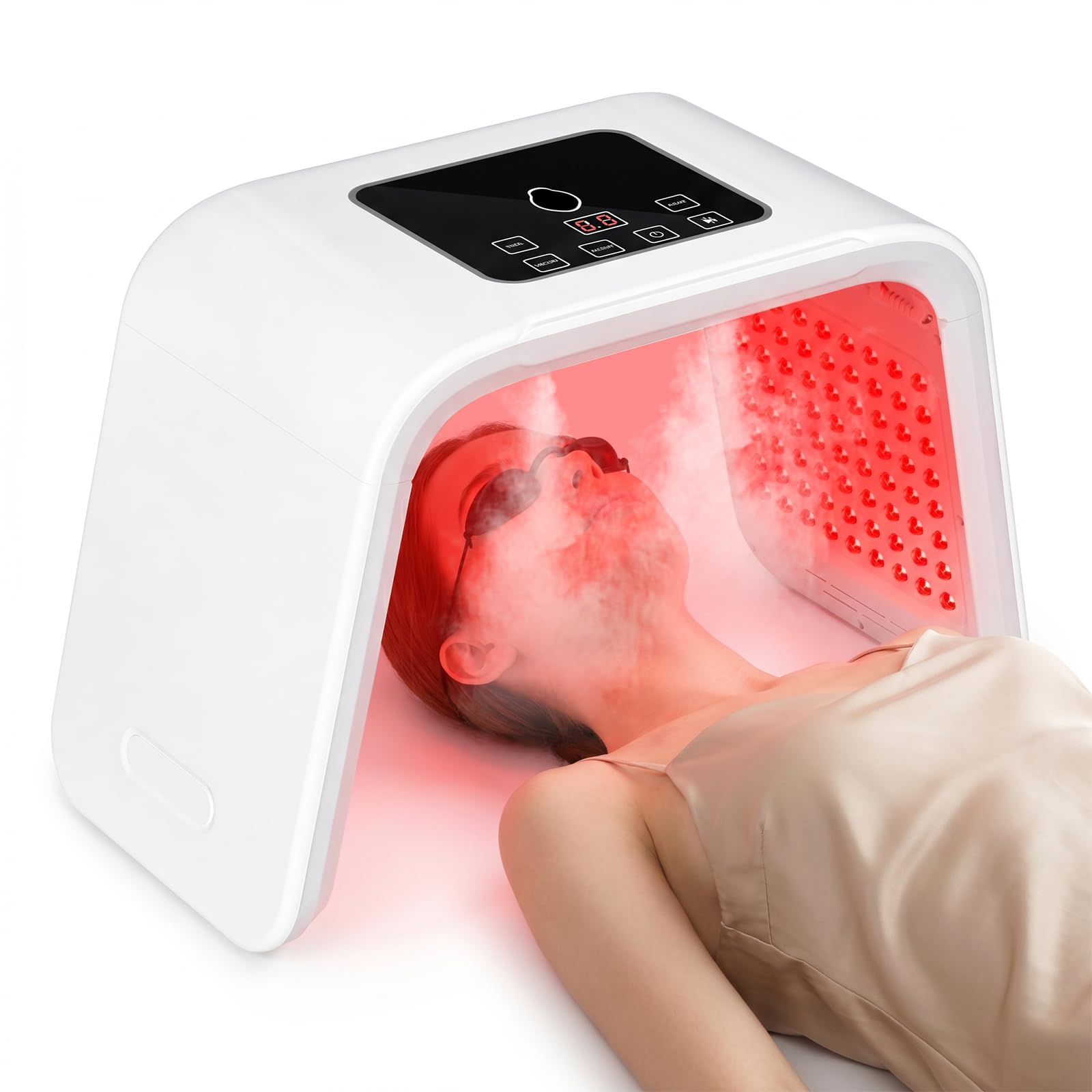 7-Color LED Face Mask with Spray Mist, Foldable Facial Red Light