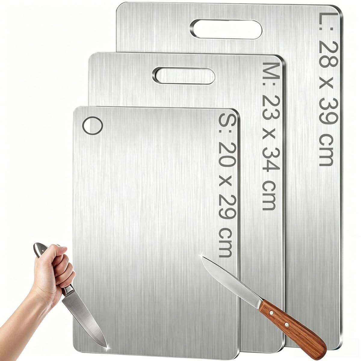 3 Pack Titanium Cutting Board - Chopping Board Set for Kitchen Meat Veggies Fruits Home Outdoor Use...